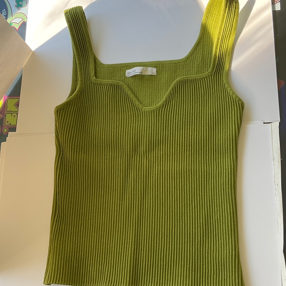 OAK + FORT Olive Ribbed Tank Top